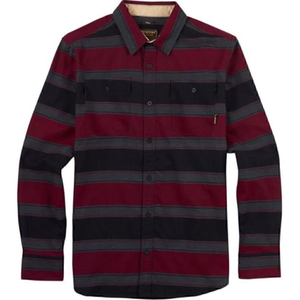 Burton Flannel Shirt Mens Medium Long Sleeve Button Stripe Double Flap Pocket